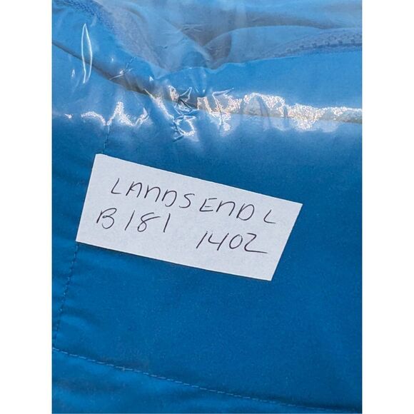 Land's‎ End Puffer Vest Down Women Size Blue Large Winter Warm - Picture 12 of 12